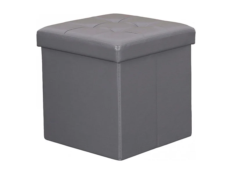 POUF CONTENITORE QUADRATO IN ECOPELLE GRIGIO