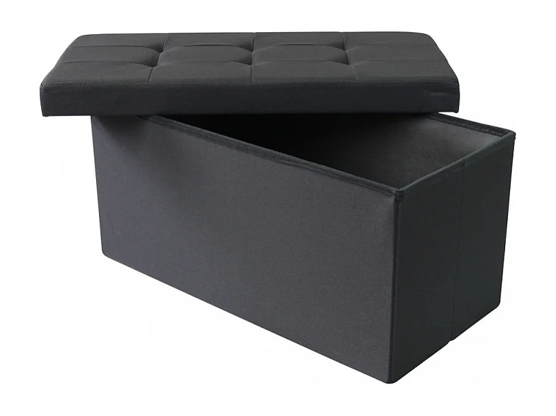 POUF CONTENITORE RETTANGOLARE IN STOFFA NERO