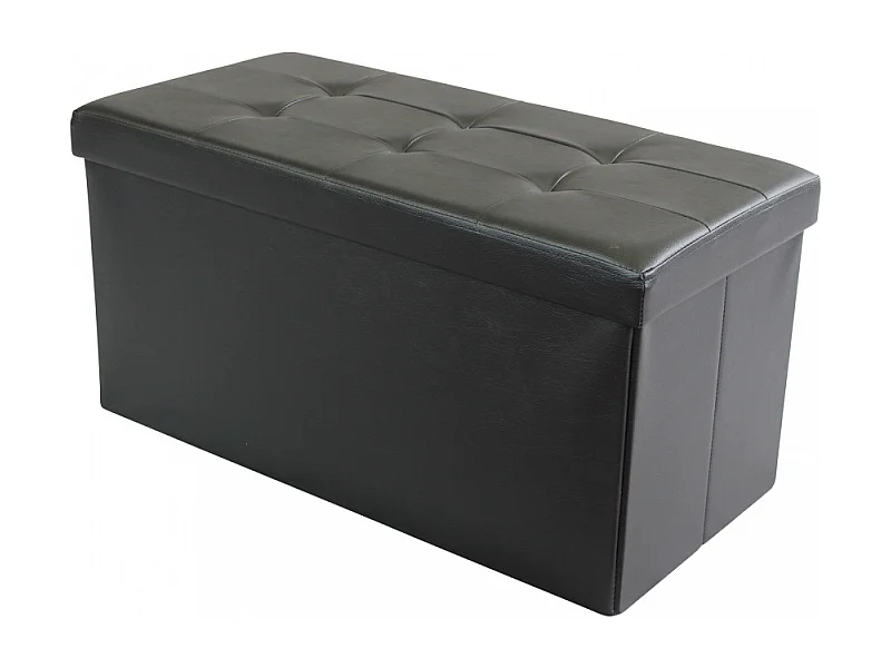 POUF CONTENITORE RETTANGOLARE IN ECOPELLE NERO