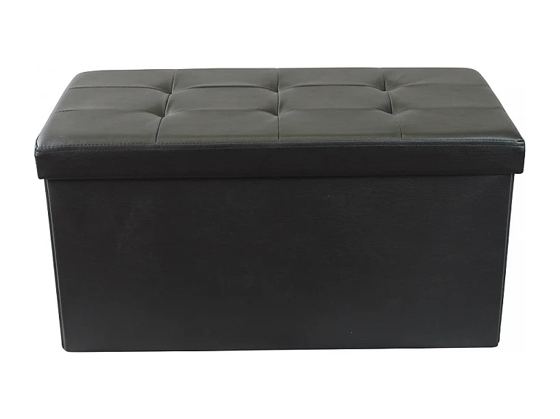 POUF CONTENITORE RETTANGOLARE IN ECOPELLE NERO