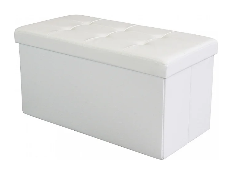 POUF CONTENITORE RETTANGOLARE IN ECOPELLE BIANCO