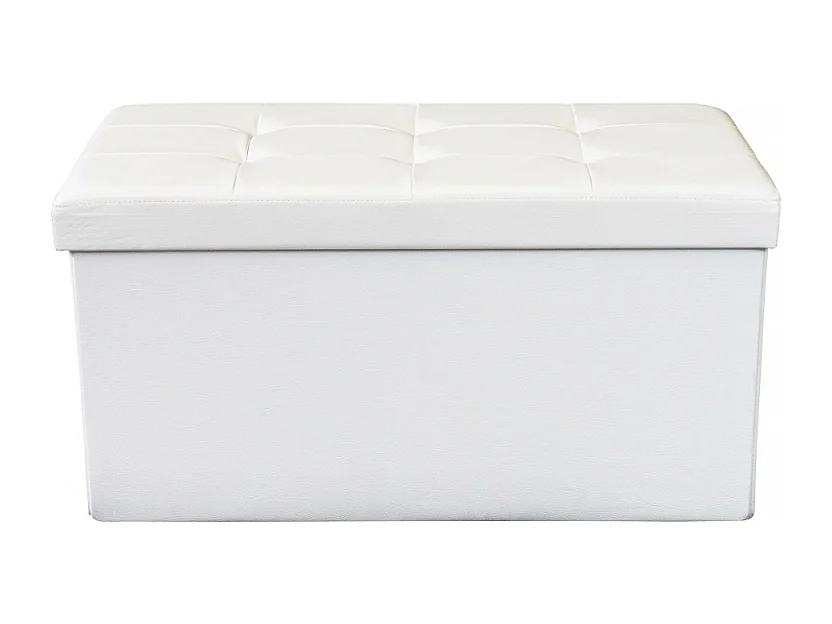 POUF CONTENITORE RETTANGOLARE IN ECOPELLE BIANCO