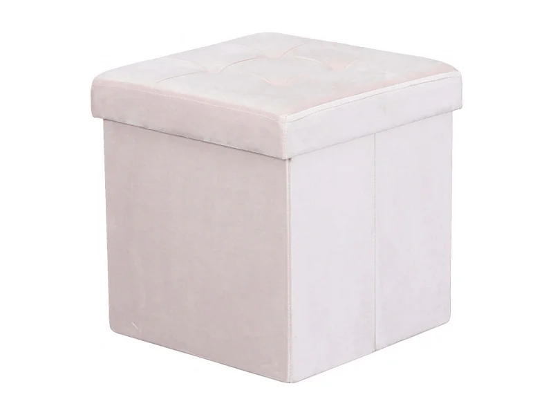 POUF CONTENITORE QUADRATO IN VELLUTO BEIGE