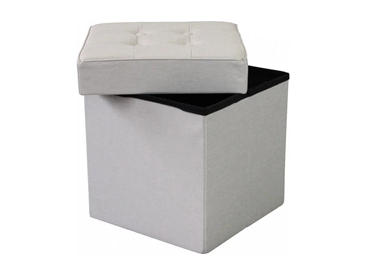 POUF CONTENITORE QUADRATO IN STOFFA TORTORA