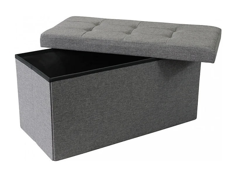 POUF CONTENITORE RETTANGOLARE IN STOFFA GRIGIO