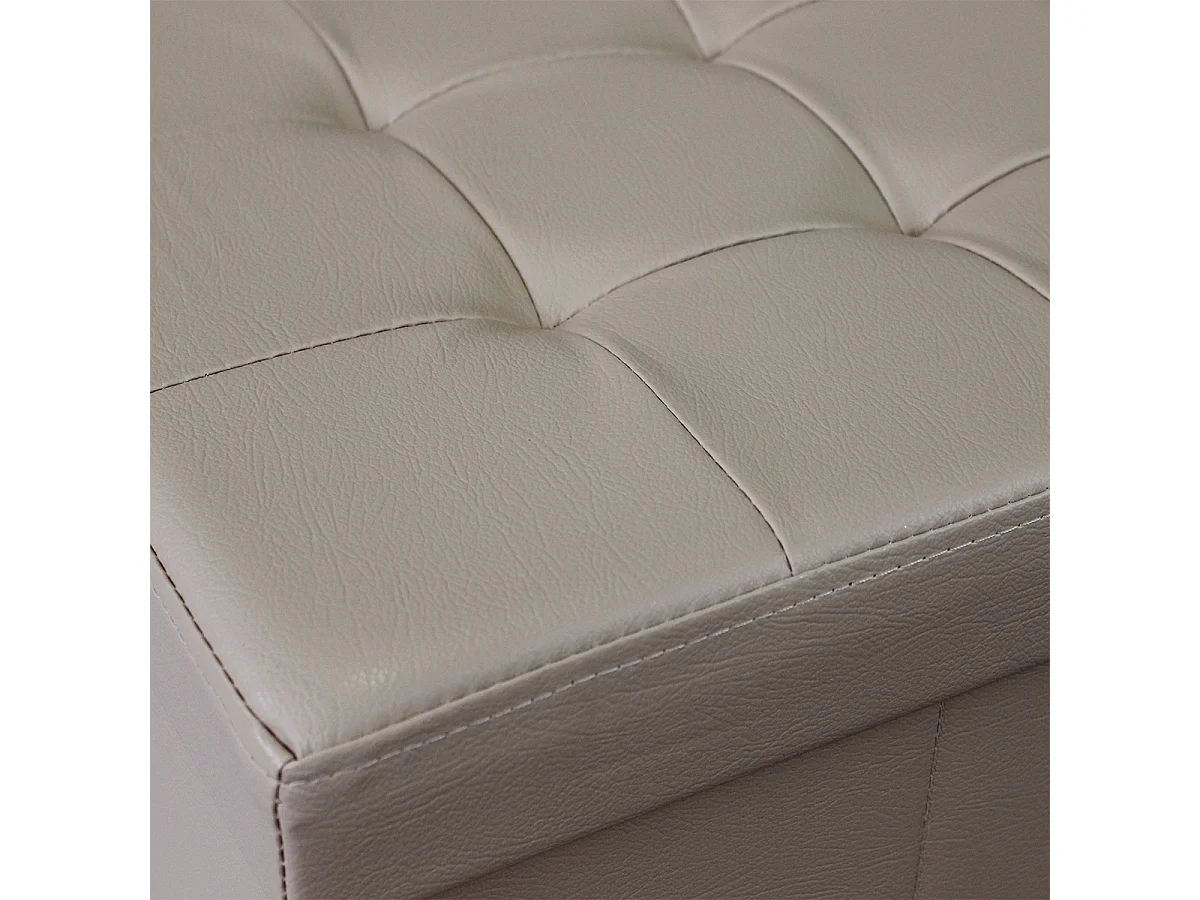 POUF CONTENITORE QUADRATO IN ECOPELLE NATURALE