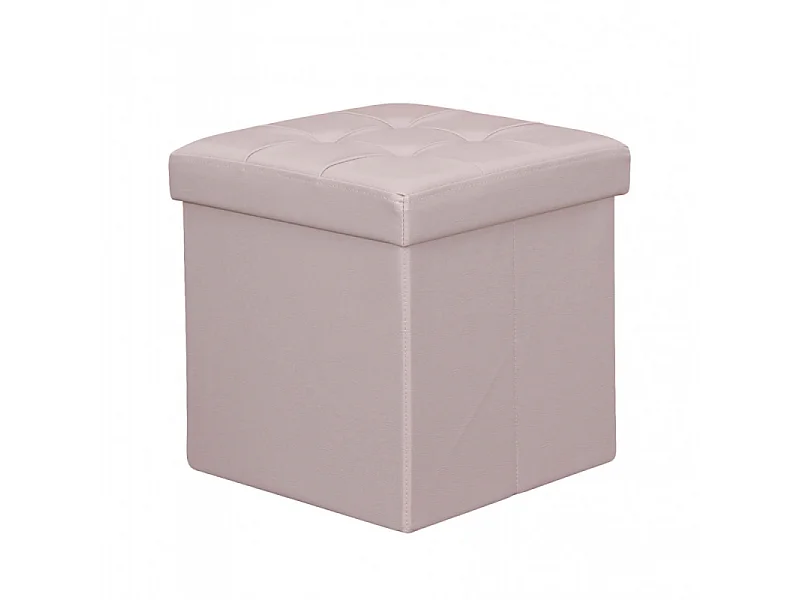 POUF CONTENITORE QUADRATO IN ECOPELLE NATURALE
