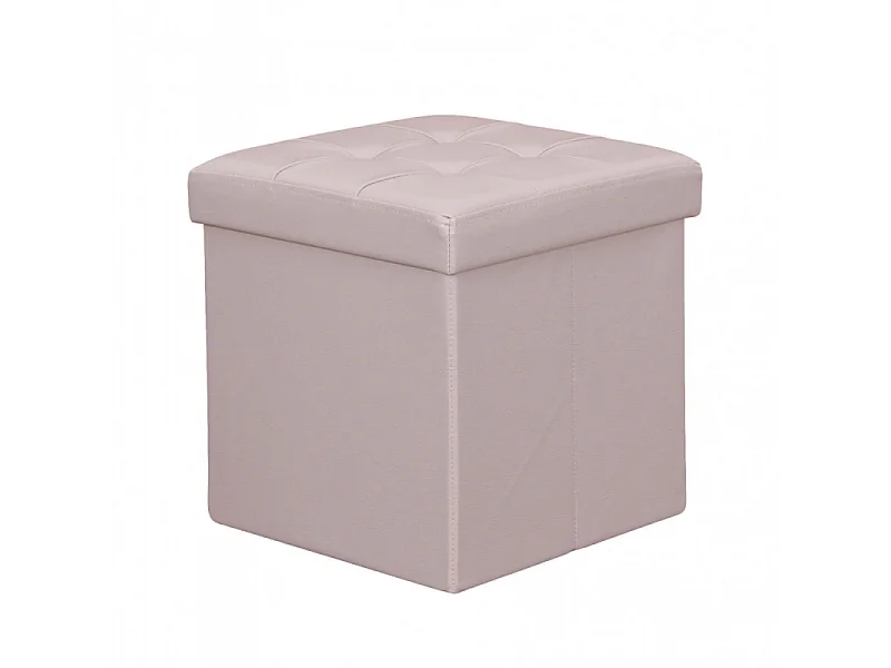 POUF CONTENITORE QUADRATO IN ECOPELLE NATURALE