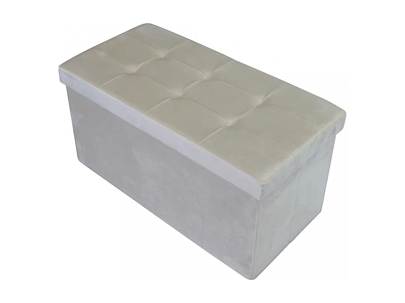 POUF CONTENITORE RETTANGOLARE IN VELLUTO BEIG