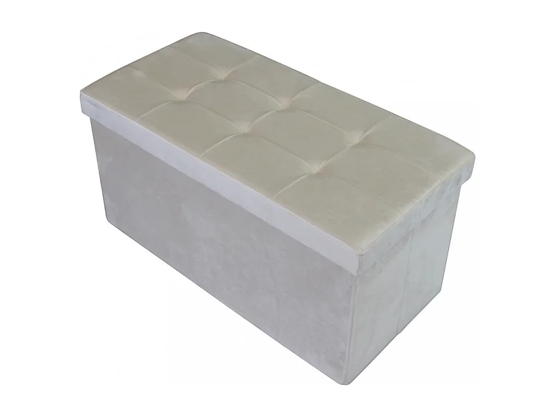 POUF CONTENITORE RETTANGOLARE IN VELLUTO BEIG