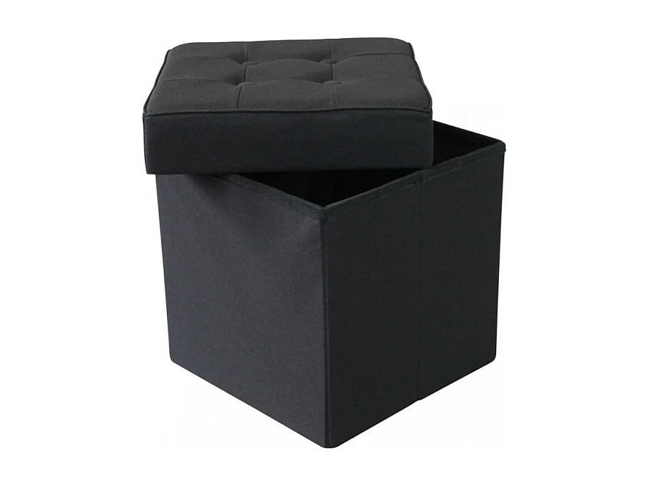 POUF CONTENITORE QUADRATO IN STOFFA NERO