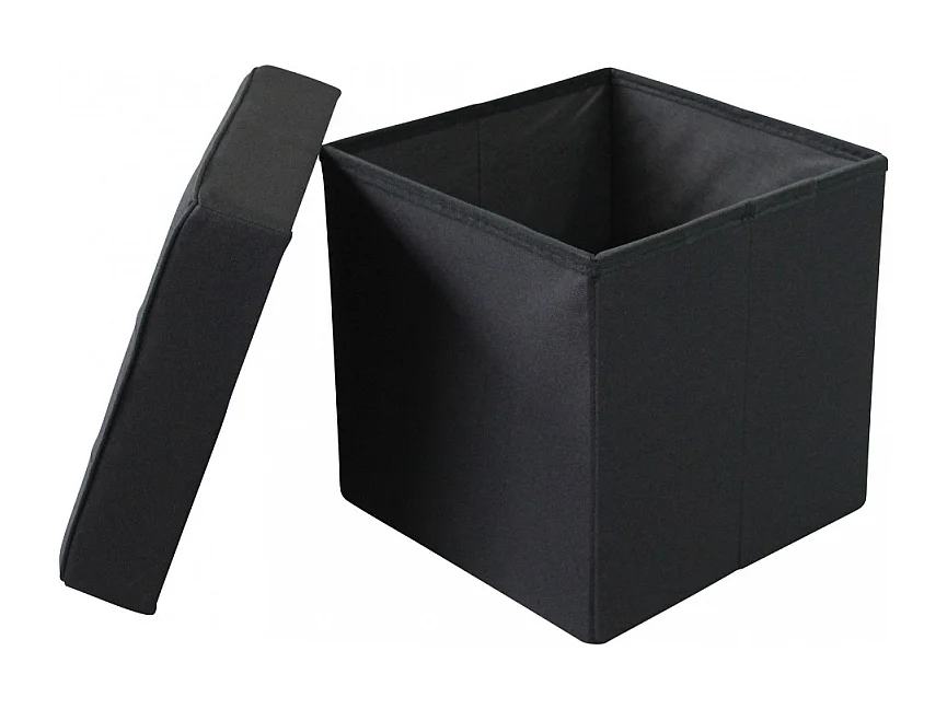 POUF CONTENITORE QUADRATO IN STOFFA NERO