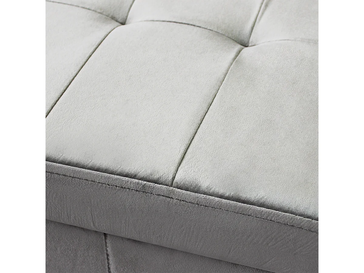Pouf coffre rectangulaire en velours pour chambre - Gris tourterelle