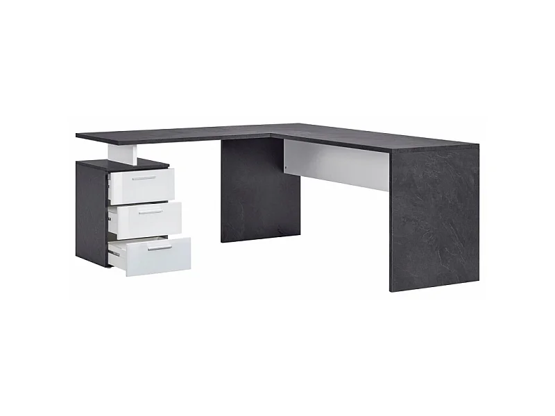 Scrivania ad angolo New Selina – 180x75x60 – Bianco Lucido e Report