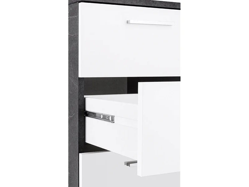 Scrivania ad angolo New Selina – 180x75x60 – Bianco Lucido e Report