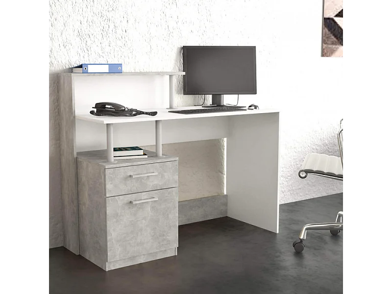 SCRIVANIA NASDAQ BIANCO E GRIGIO EFFETTO CEMENTO