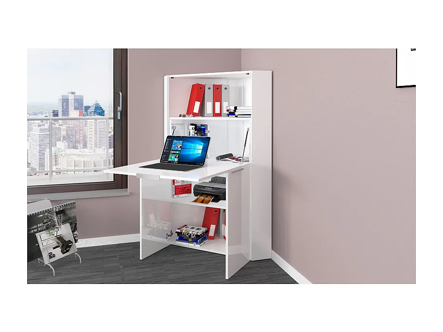 Scrivania ad angolo Dalia – Richiudibile – 70x140x57 – Bianco Lucido