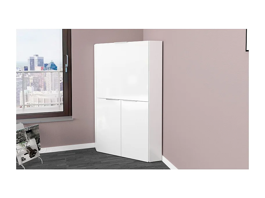 Scrivania ad angolo Dalia – Richiudibile – 70x140x57 – Bianco Lucido