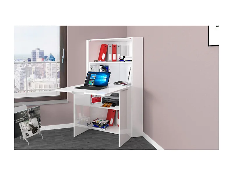 Scrivania ad angolo Dalia – Richiudibile – 70x140x57 – Bianco Lucido