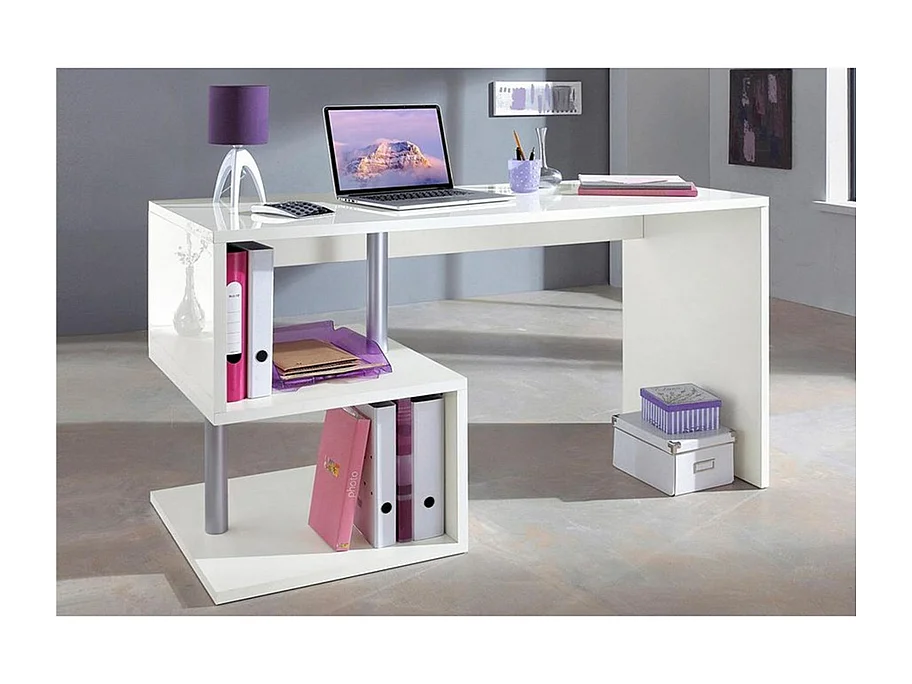 Scrivania Esse 140 – 140x77,5x60 – Bianco Lucido