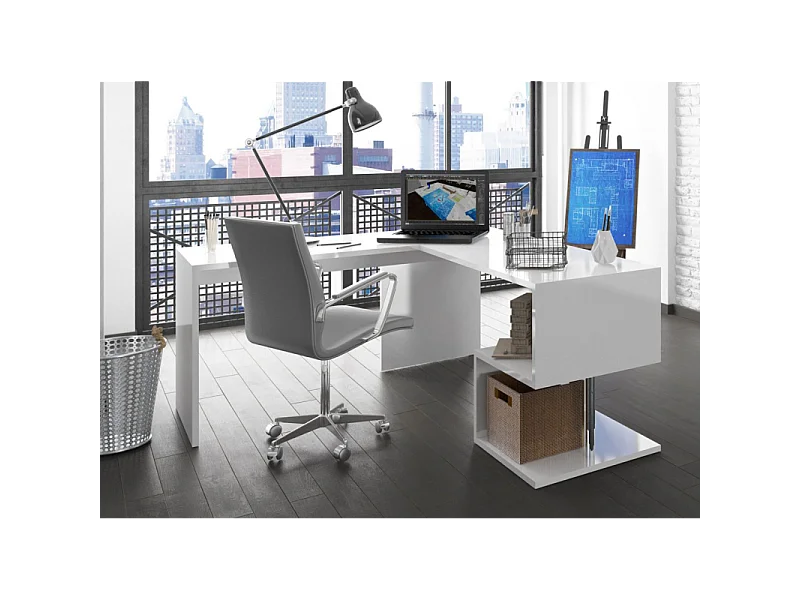 Scrivania Esse Angolare – 160x77,5x60 – Bianco Lucido