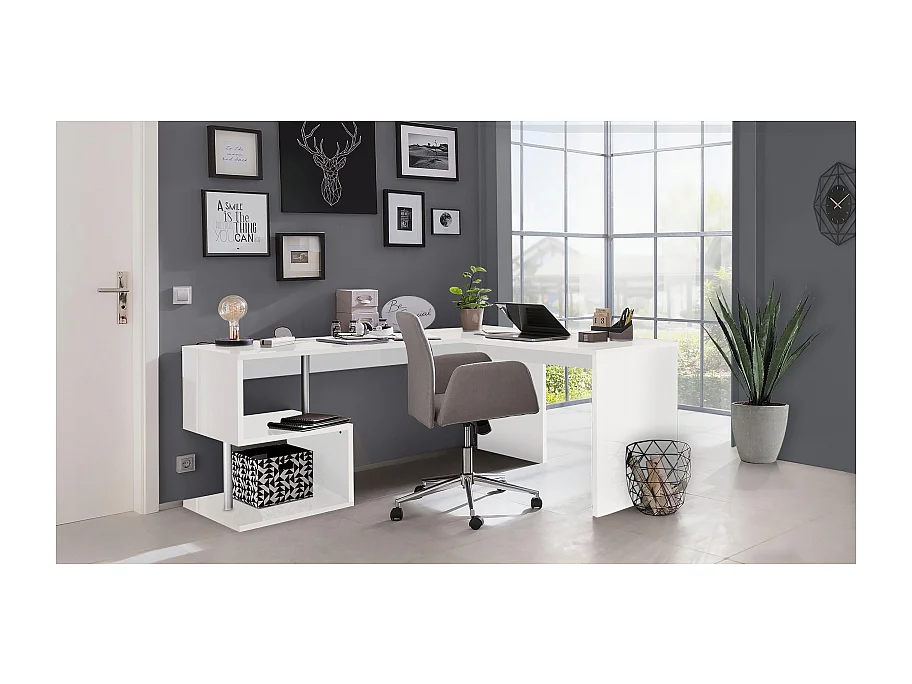 Scrivania Esse Angolare – 160x77,5x60 – Bianco Lucido