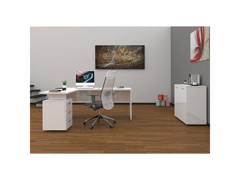 Scrivania ad angolo New Selina – 180x75x60 – Bianco Lucido