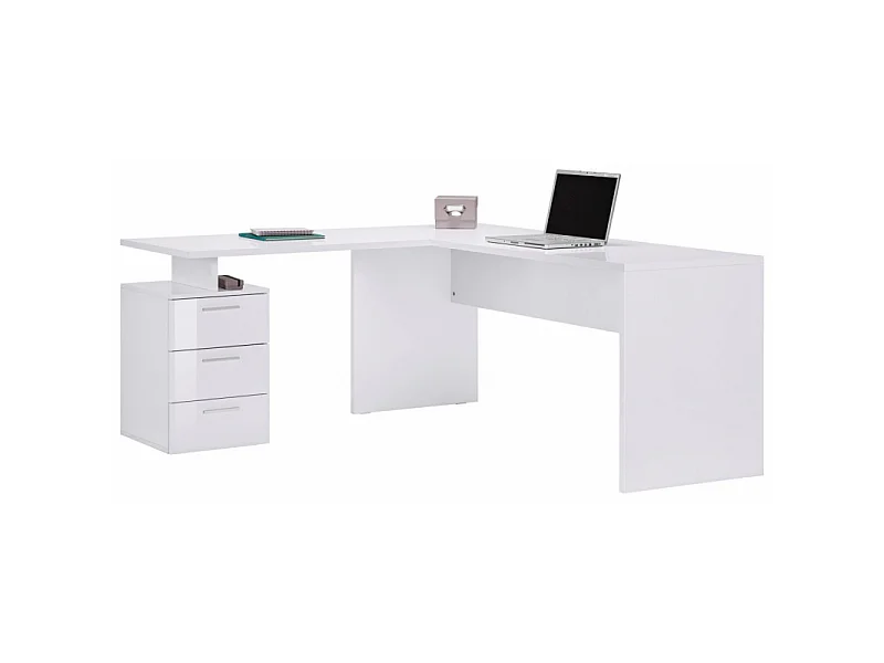 Scrivania ad angolo New Selina – 180x75x60 – Bianco Lucido