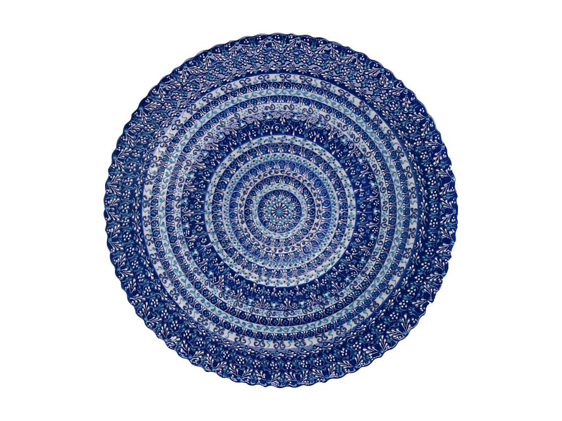 Centrotavola ceramica blu tondo cm ø40h4