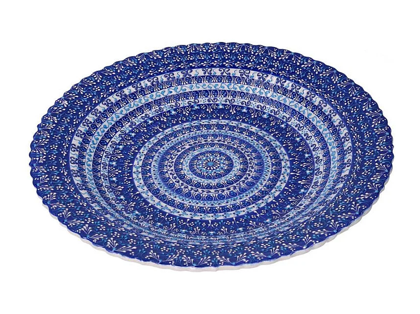 Centrotavola ceramica blu tondo cm ø40h4