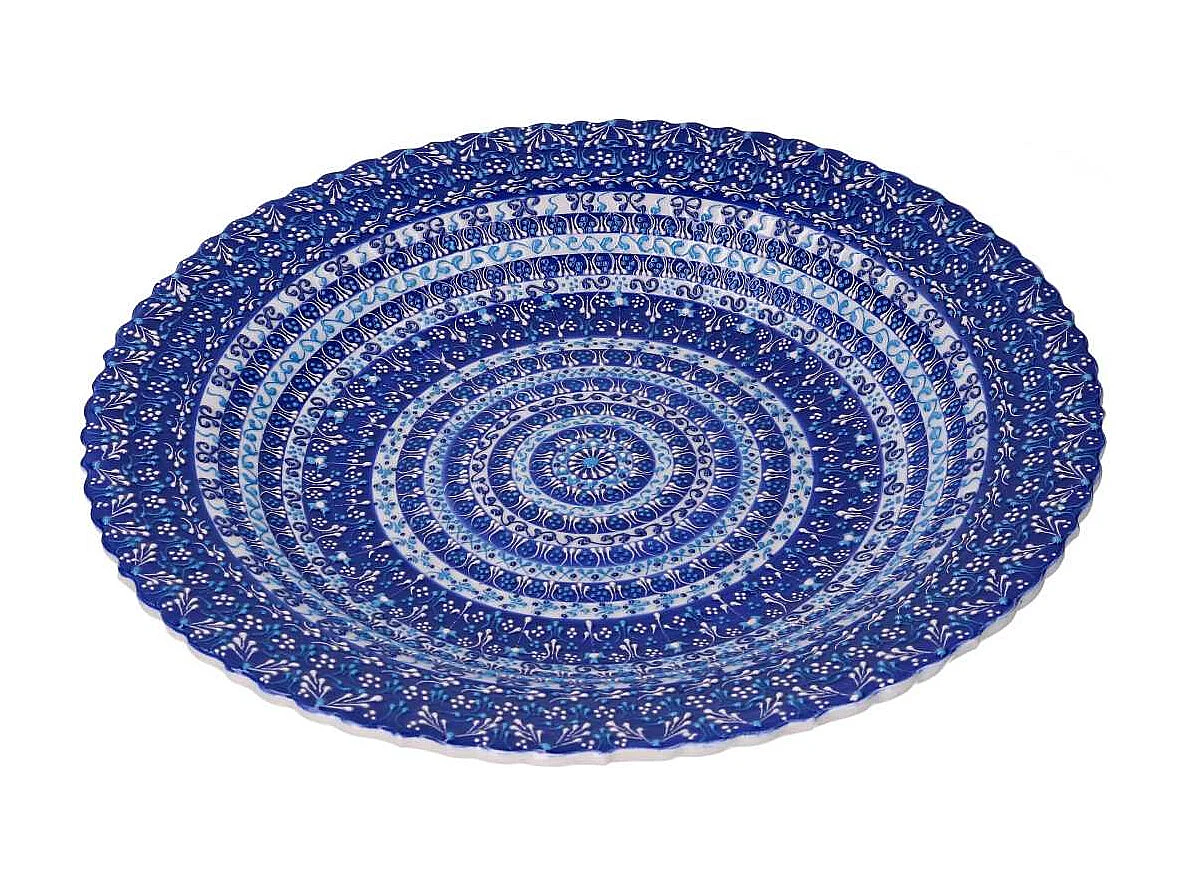 Centrotavola ceramica blu tondo cm ø40h4