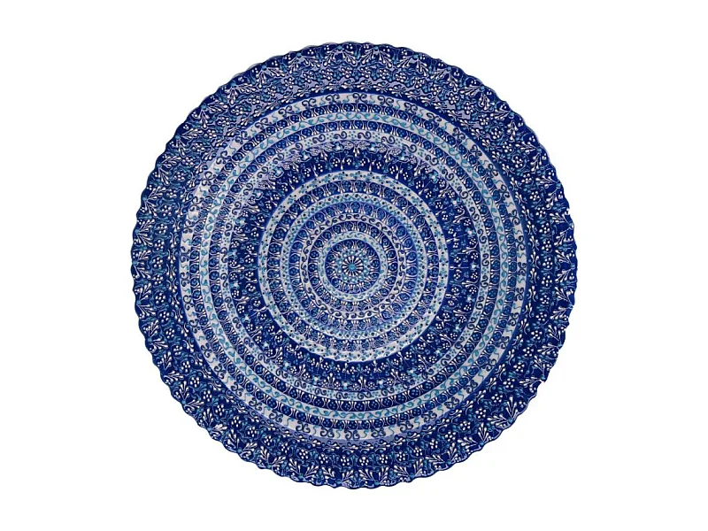 Centrotavola ceramica blu tondo cm ø40h4