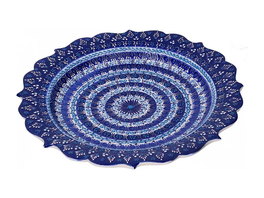 Piatto decorativo ceramica blu cm ø30h3