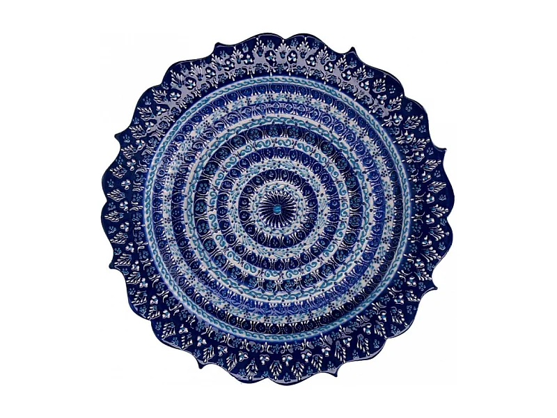 Piatto decorativo ceramica blu cm ø30h3