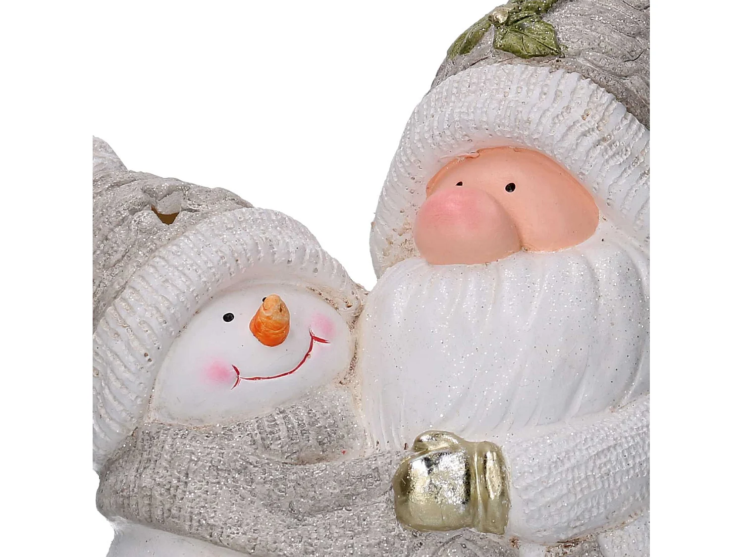 Gnomo resina e pupazzo di neve grigiocon led cm 27,5x18,5h42