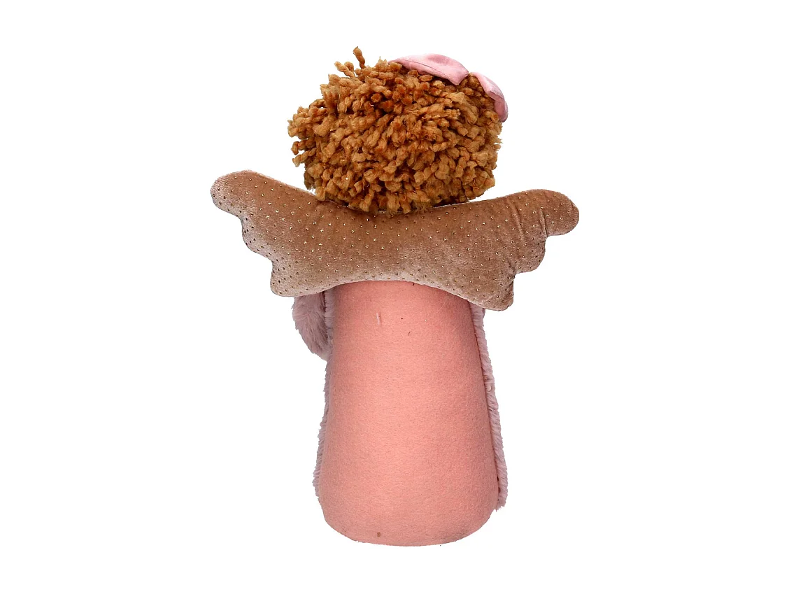 Angelo tessuto rosa con cuore cm 25x14h38