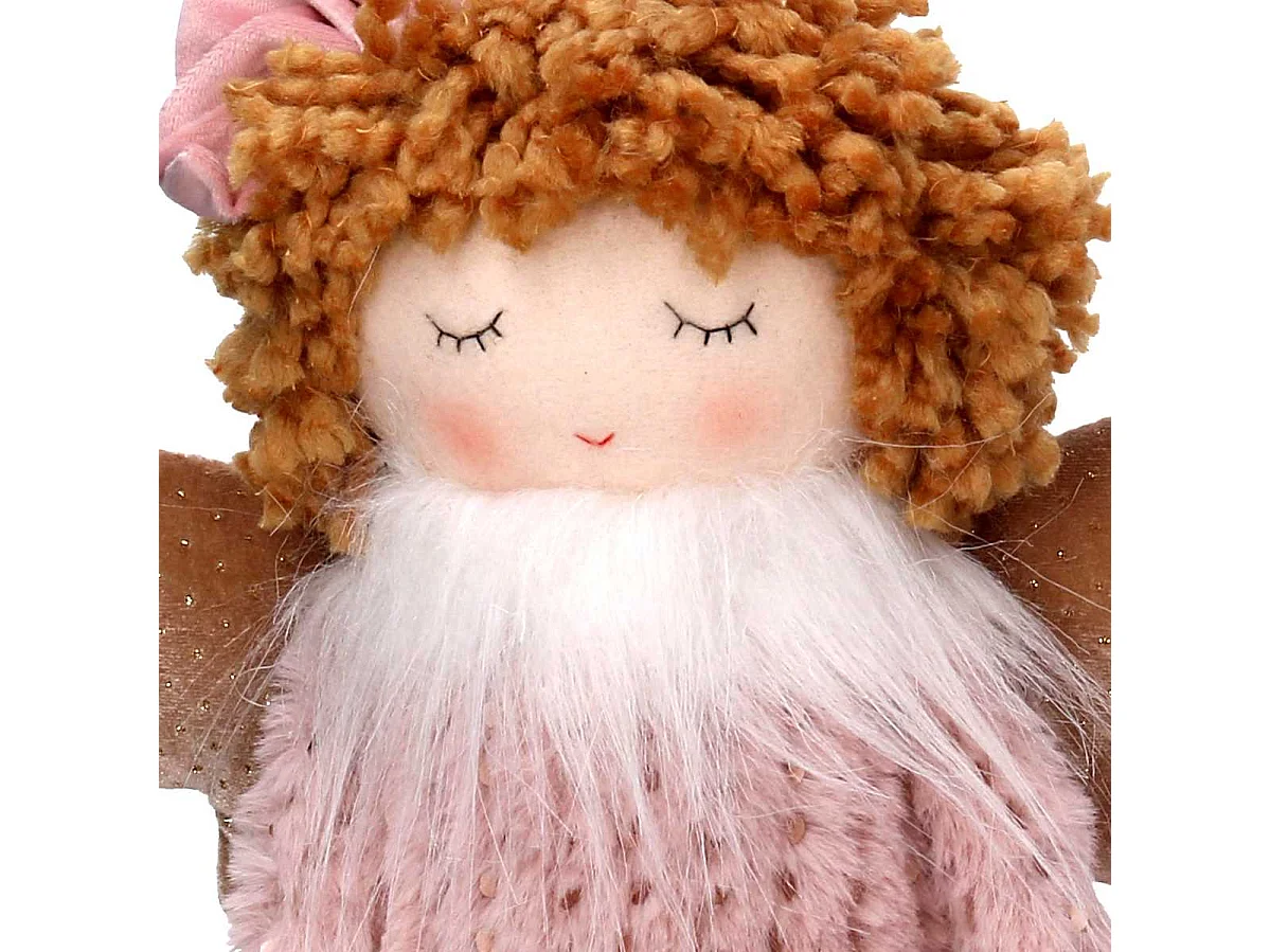 Angelo tessuto rosa con cuore cm 25x14h38