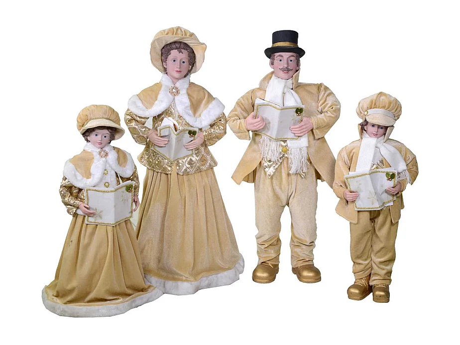 Famiglia cantori tessuto oro set 4pz cm 21x15h70