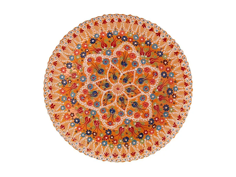 Centrotavola ceramica arancione tondo cm ø40h8