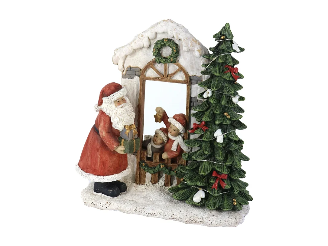 Statua resina babbo natale con led rosso cm 22x9,5h22,5