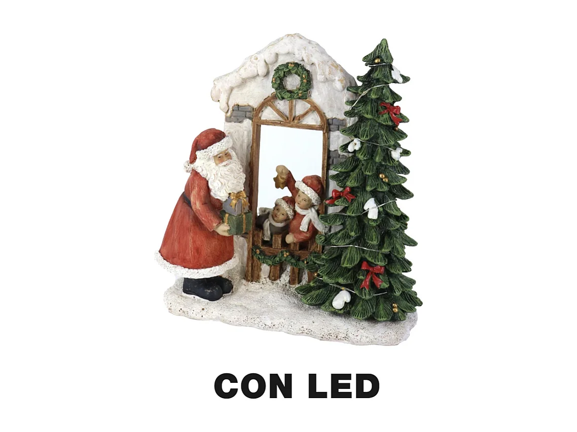 Statua resina babbo natale con led rosso cm 22x9,5h22,5