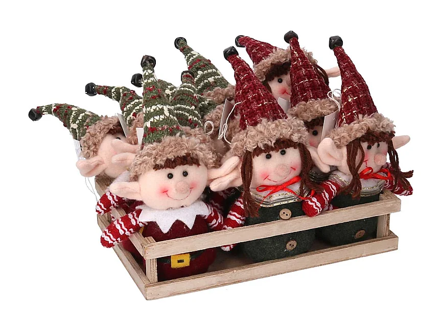 Elfo tessuto confezione 12pz verde rosso cm 26x18x23