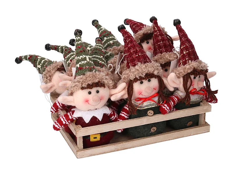 Elfo tessuto confezione 12pz verde rosso cm 26x18x23