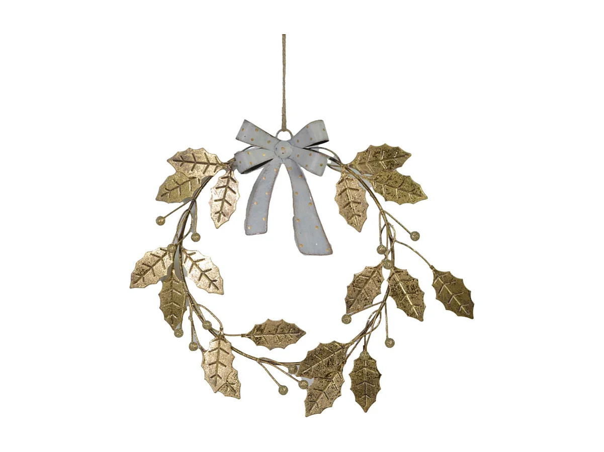 Decorazione metallo ghirlanda oro cm 24x3x27