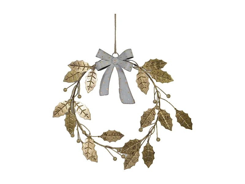 Decorazione metallo ghirlanda oro cm 24x3x27