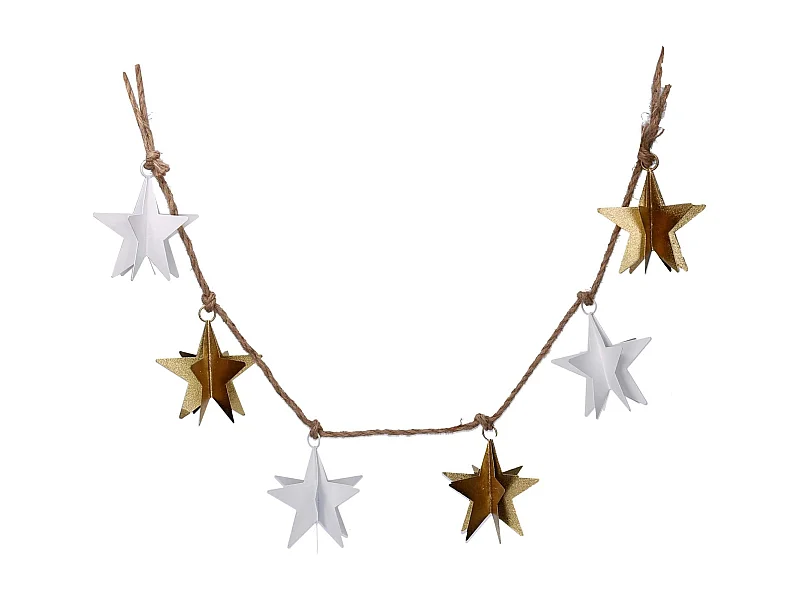 Festone stella metallo bianco e oro cm 135x13x13