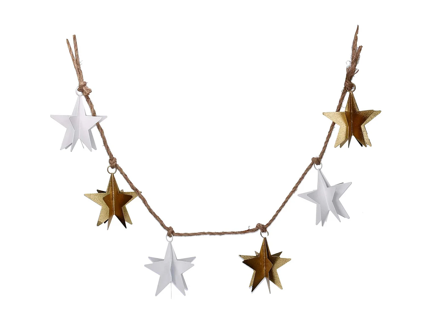 Festone stella metallo bianco e oro cm 135x13x13