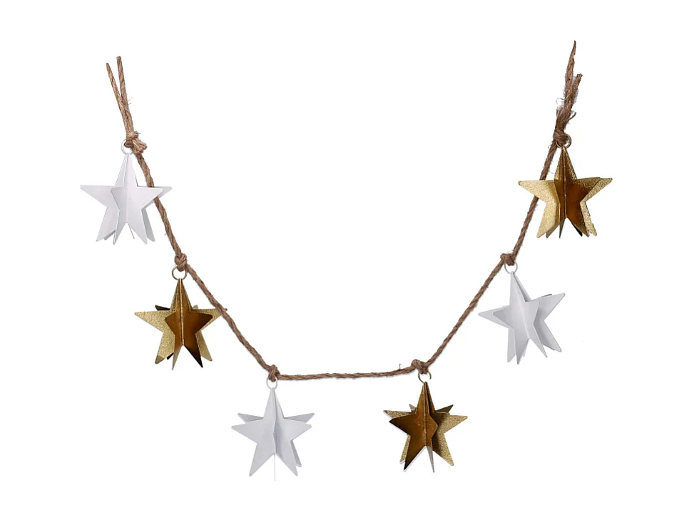 Festone stella metallo bianco e oro cm 135x13x13