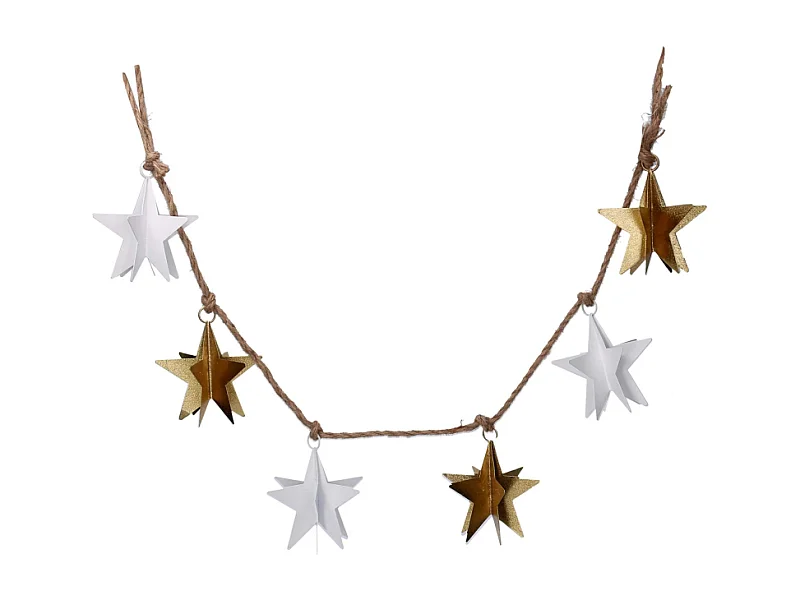 Festone stella metallo bianco e oro cm 135x13x13