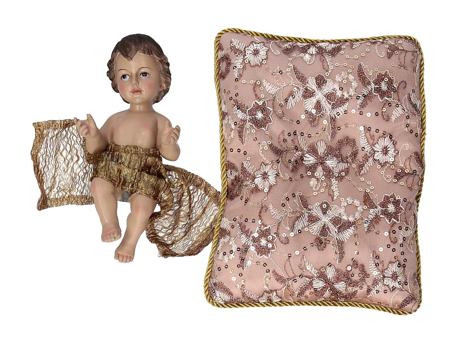 Nativita' tessuto su cuscino rosa cmh23